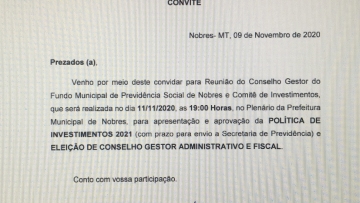 CONVITE REUNIÃO CONSELHO E COMITÊ DE INVESTIMENTOS 11-11-2020